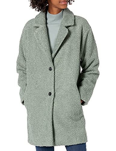 Amazon Essentials Damen Teddyfleecejacke mit Revers, Oversized-Passform (Früher Daily Ritual), Salbeigrün, XL von Amazon Essentials