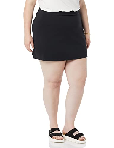 Amazon Essentials Damen Ausgestellter Minirock aus Romanit-Jersey (Früher Daily Ritual), Schwarz, XXL von Amazon Essentials