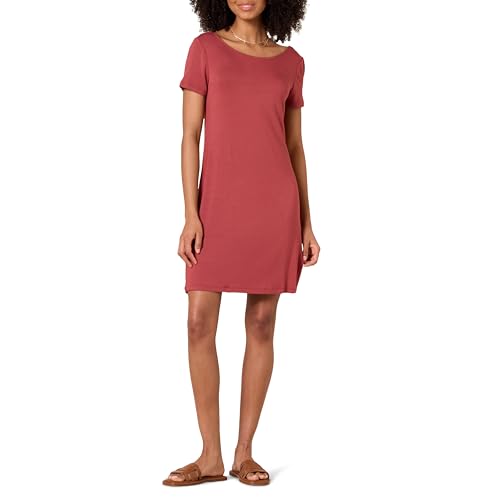 Amazon Essentials Damen T-Shirt-Kleid aus Jersey mit Ballettrücken und normaler Passform (zuvor Daily Ritual), Ziegelrot, XS von Amazon Essentials