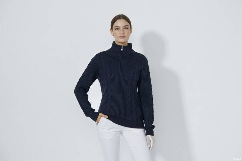 Daily Sports Trainingspullover Daily Sports Pullover Kabelstrick Lining Navy Damen von Daily Sports