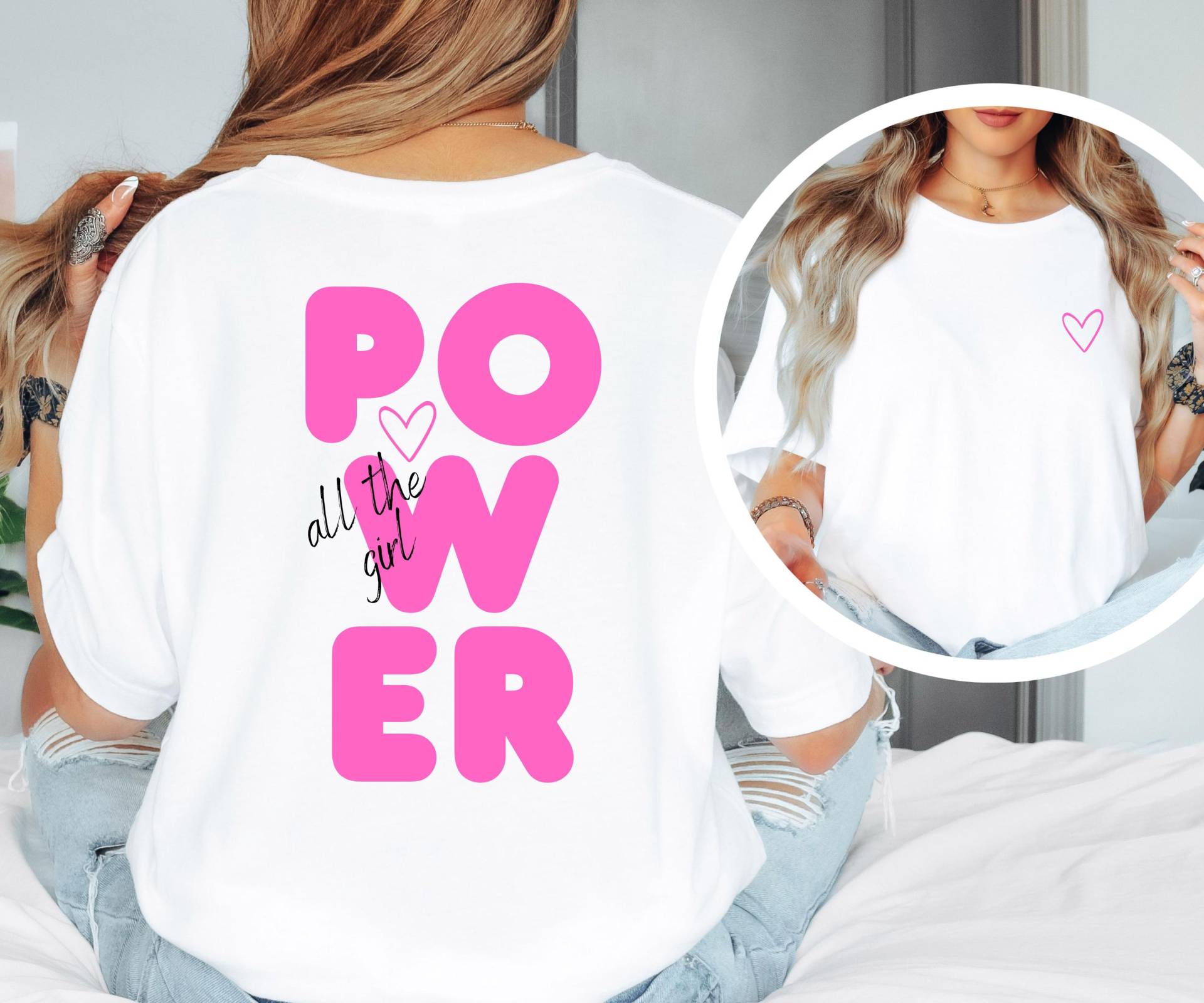 Damen T-Shirt Mit Spruch, Girl Power T-Shirt, Geschenk, Geschenk Zum Muttertag, Herz, Für Frauen, Pink Damen T-Shirt Mit Spruch, Girl Power T-Shirt, Geschenk, Geschenk Zum Muttertag, Herz, Für Frauen, Pink von DailyStreetStyle
