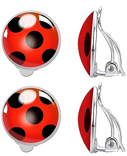Ohrringe schwarz gepunktet rot silber Bug Ohrringe, Glas, Kein Edelstein von Dailyacc