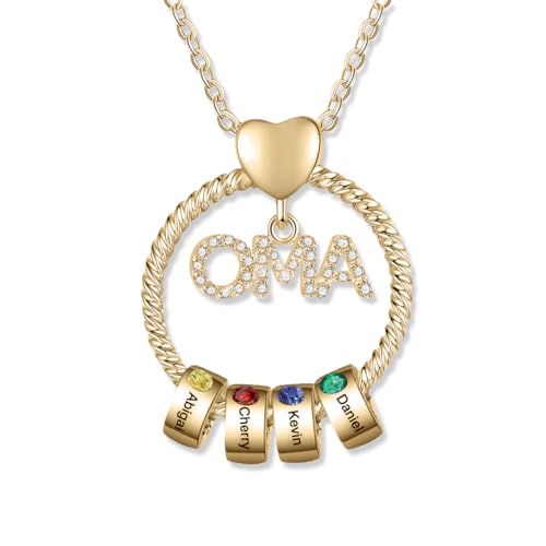 Dailygems Kette für Oma mit Namen Personalisiert Halskette für Oma von Enkel Personalisiert Geschenk Oma Weihnachtstag Tag der Großmutter Geburtstag (Gold, 2 namen) von Dailygems