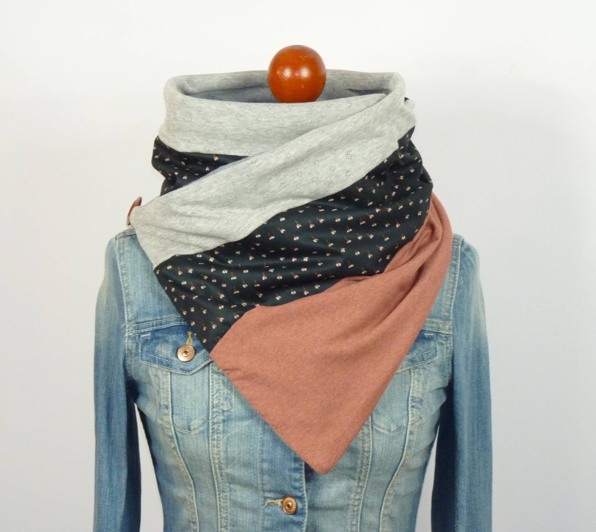 Wickelschal Dreieckstuch Knopfschal, Baumwolle & Fleece , Dreiecktuch, Tuch, Schal, Freundin Geschenk, Dreieckstuch, Damen von Dailylifewomen