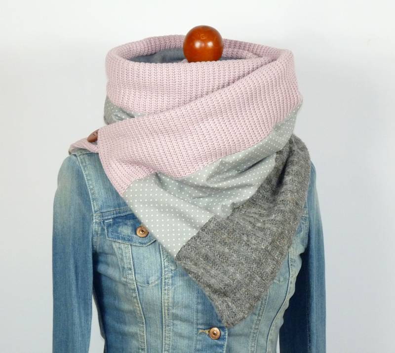 Wickelschal Knopfschal, Jersey & Fleece , Dreiecktuch, Tuch, Schal, Freundin Geschenk, Dreieckstuch, Damen von Dailylifewomen