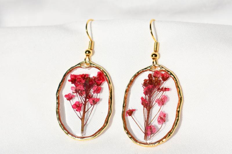 Handgemachte Gepresste Blumen-Harz-Ohrringe | 18K Vergoldet von DaintyByDan