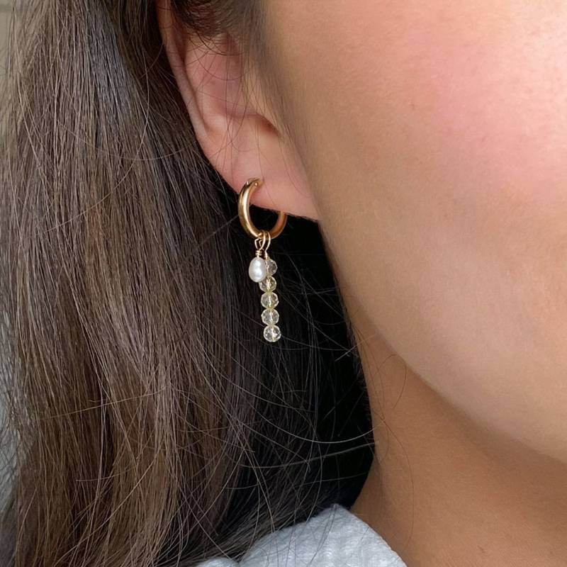 Abnehmbare Citrin Creolen Set Mit Süßwasserperlen November Geburtsstein Ohrringe Geschenk Für Sie von DaintyJewelryUandMi