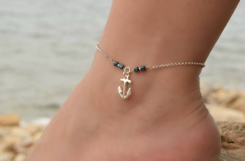 Anker Fußkettchen, Sterling Silber Fußkettchen Für Frauen, Boho Silber, Perlen Strand von DaintyJools