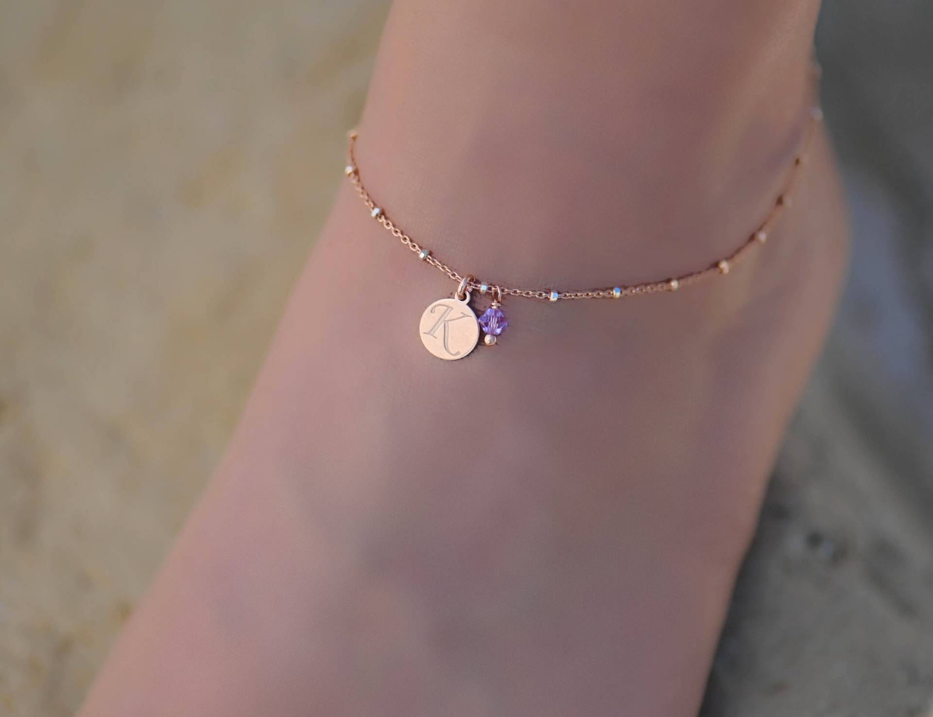 Rose Gold Fußkettchen, Fußkettchen Für Frauen, Sterling Silber Swarovski Geburtsstein Fußkette von DaintyJools