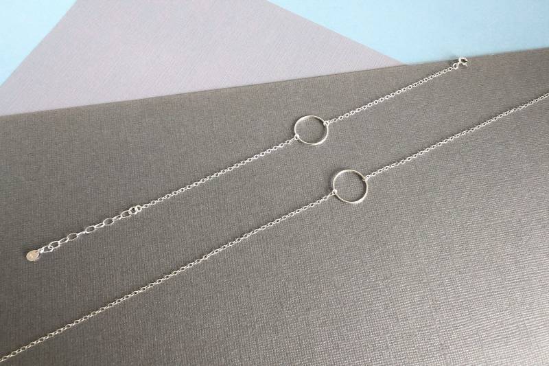 925 Sterling Silber Kreis Halskette & Armband Set/Geschenk Box Für Sie Frau Freundin Schwester Brautjungfer Schmuck Danke von DaintyTochs