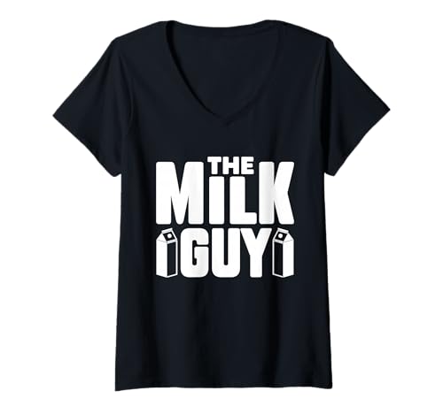 Damen Das kühne Typografie-Design von The Milk Guy T-Shirt mit V-Ausschnitt Damen Das kühne Typografie-Design von The Milk Guy T-Shirt mit V-Ausschnitt von Dairy Enthusiast Designs