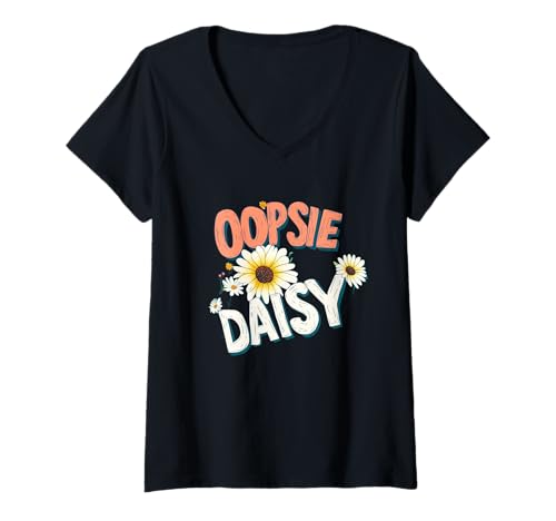 Damen Nette Gänseblümchen mit süßem Rede-Kostüm T-Shirt mit V-Ausschnitt von Daisies Outfit