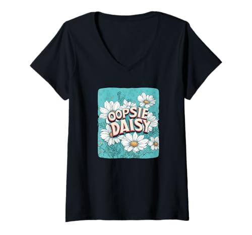 Damen Weißes Gänseblümchen-Kostüm T-Shirt mit V-Ausschnitt Damen Weißes Gänseblümchen-Kostüm T-Shirt mit V-Ausschnitt von Daisies Outfit