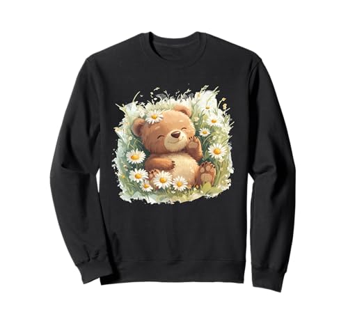 Süßer Bär auf Gänseblümchenwiese für Erwachsene und Kinder Sweatshirt von Daisy Bear