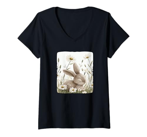 Damen Sleepy Bunny in Daisy Meadow Kostüm für Erwachsene und Kinder T-Shirt mit V-Ausschnitt von Daisy Bunny