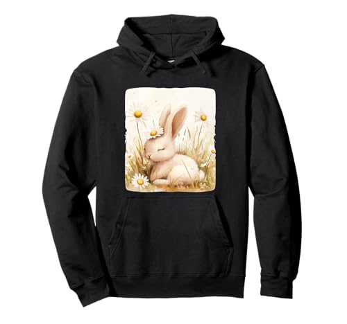 Tolle Gänseblümchen Wiese mit süßem Häschen für Jungen und Mädchen Pullover Hoodie von Daisy Bunny