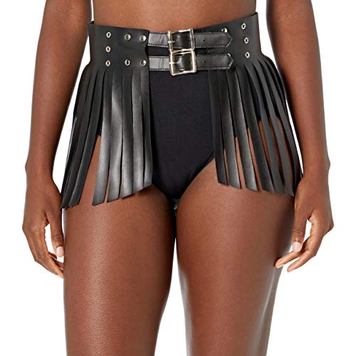 Daisy corsets Damen Black Vegan Leather Fringe Mini Skirt Dessous, schwarz, Mittel von Daisy Corsets