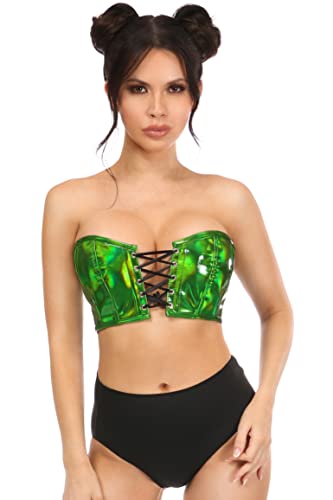 Daisy corsets Damen Grünes Holo Bustier-Top mit Schnürung Korsett, Medium von Daisy Corsets