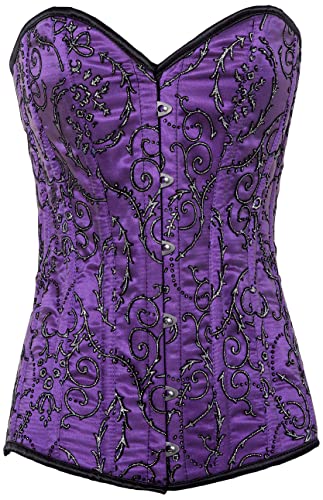 Daisy corsets Damen Top Drawer Elegant Purple Embroidered Steel Boned Corset Korsett, violett, 2X von Daisy Corsets