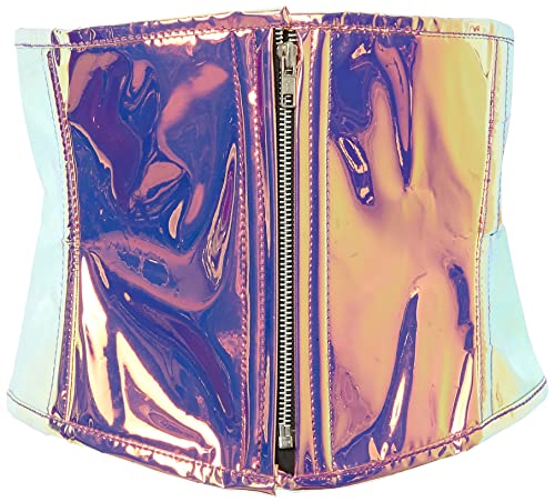 Daisy corsets Damen Top Drawer Rainbow Gold Holo Steel Boned Mini Cincher Corset Korsett, Regenbogenfarben, X-Large von Daisy Corsets