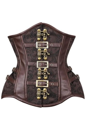 Daisy corsets Damen Daisy Corsage Top Schublade Braun Brokat Steampunk Stahlstäbchen Unterbrustkorsett Korsett, Large von Daisy Corsets