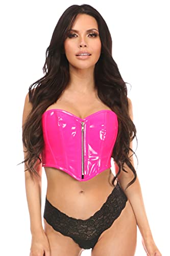 Daisy corsets Damen Drawer Hot Pink Patent Top w/Zipper Bustier, Rose, Large von Daisy Corsets