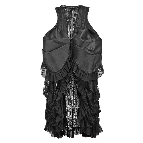 Daisy corsets Damen-Korsett mit Stahlstäbchen, viktorianisches Bustle-Unterbrustkorsett mit schwarzen Spitzen, Schwarz, Small von Daisy Corsets