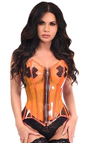 Daisy corsets Damen-Korsett mit Überbrustkorsett, transparent / orange, Orange/Abendrot im Zickzackmuster (Sunset Chevron), 2X von Daisy Corsets