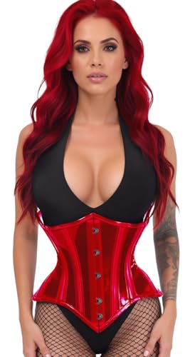 Daisy corsets Damen Lavish Red Clear Curvy Underbust Waist Cincher Corset Korsett, Rot/Ausflug, einfarbig (Getaway Solids), 4X von Daisy Corsets