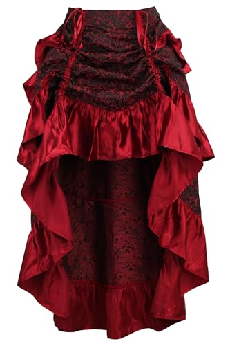 Daisy corsets Damen Red Brocade Adjustable High Low Bustle Skirt Rock, Rot/Ausflug, einfarbig (Getaway Solids), 32-36 Long von Daisy Corsets