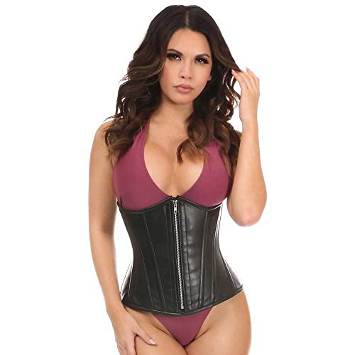 Daisy corsets Damen Unterbrustkorsett aus schwarzem Kunstleder mit Stahlstäbchen Korsett, X-Large von Daisy Corsets