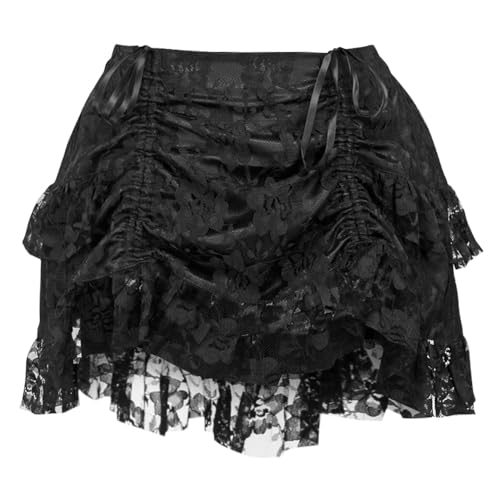 Daisy corsets Schwarzer Damenrock aus Spitze, gerüscht, Bustle Rock, Schwarz, X-Groß von Daisy Corsets