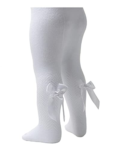 Soft Touch Baby Mädchen Strumpfhose Spanischer Stil Schleifen Baumwolle Rich, Weißes Chevron, 6-12 Monate von Daisy Days