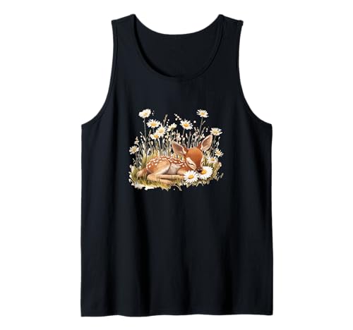 Hirsch auf Sommerwiese mit Gänseblümchen für Erwachsene und Kinder Tank Top von Daisy Deer Outfit