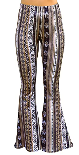 Daisy Del Sol Hohe Taille Gypsy Comfy Yoga Ethno Tribal Stretch Palazzo 70er Jahre Bell Bottom Fit to Flare Pants, mokka, 32 von Daisy Del Sol