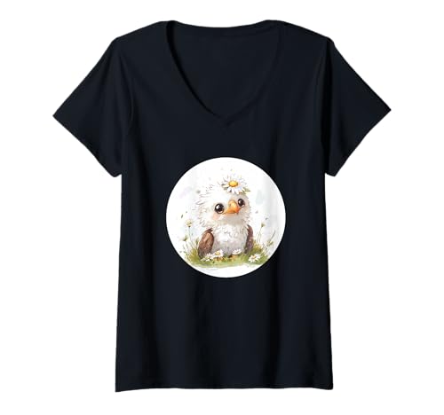Damen Küken im Gänseblümchen-Look für Adler und Wiesenliebhaber T-Shirt mit V-Ausschnitt Damen Küken im Gänseblümchen-Look für Adler und Wiesenliebhaber T-Shirt mit V-Ausschnitt von Daisy Eagle