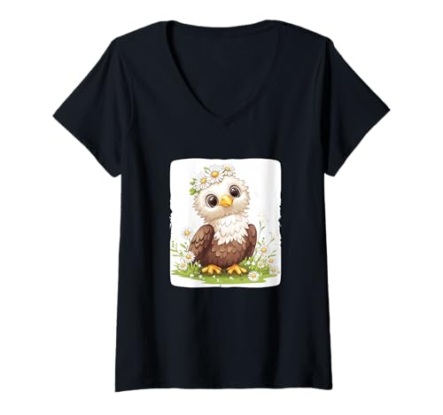 Damen Lustiger Adler mit coolen Gänseblümchen T-Shirt mit V-Ausschnitt Damen Lustiger Adler mit coolen Gänseblümchen T-Shirt mit V-Ausschnitt von Daisy Eagle