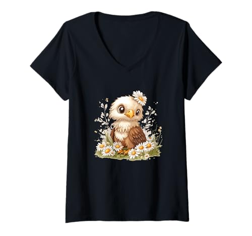 Damen Lustiger Sommeradler mit Gänseblümchen T-Shirt mit V-Ausschnitt Damen Lustiger Sommeradler mit Gänseblümchen T-Shirt mit V-Ausschnitt von Daisy Eagle