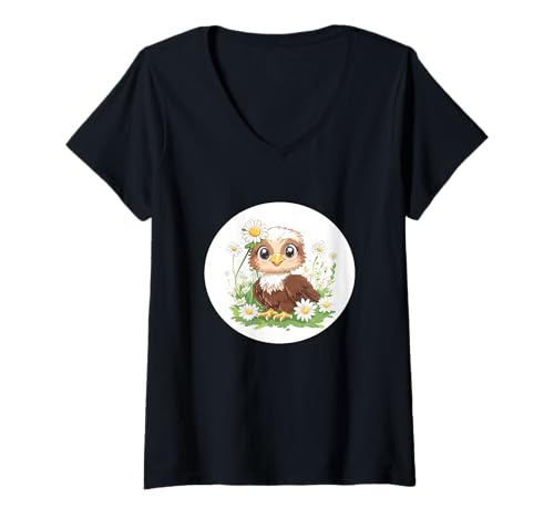 Damen Nice Eagle liebt Gänseblümchen und Wiese im Sommer T-Shirt mit V-Ausschnitt von Daisy Eagle