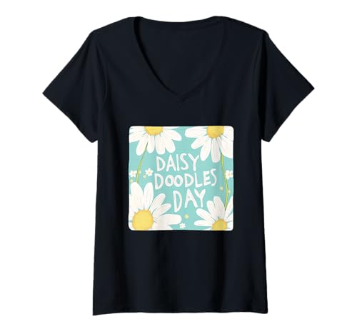 Damen Pretty Daisy Doodles Day Kostüm T-Shirt mit V-Ausschnitt Damen Pretty Daisy Doodles Day Kostüm T-Shirt mit V-Ausschnitt von Daisy Flower Outfit