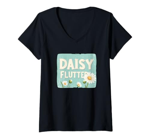 Damen Nette Daisy Flutter Speech für Gänseblümchen T-Shirt mit V-Ausschnitt von Daisy Flutter Outfit