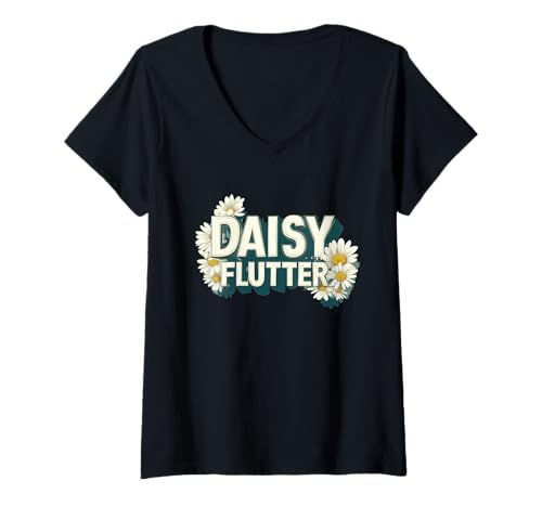 Damen Pretty Daisy Flutter Emblem für Jungen und Mädchen T-Shirt mit V-Ausschnitt von Daisy Flutter Outfit