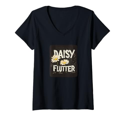 Damen Tolles Daisy Flutter Statement Kostüm T-Shirt mit V-Ausschnitt von Daisy Flutter Outfit