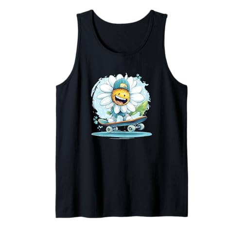 Erstaunliche Skateboard-Grafik mit Gänseblümchen-Motiv für Jungen und Mädchen Tank Top von Daisy Skateboard Outfit