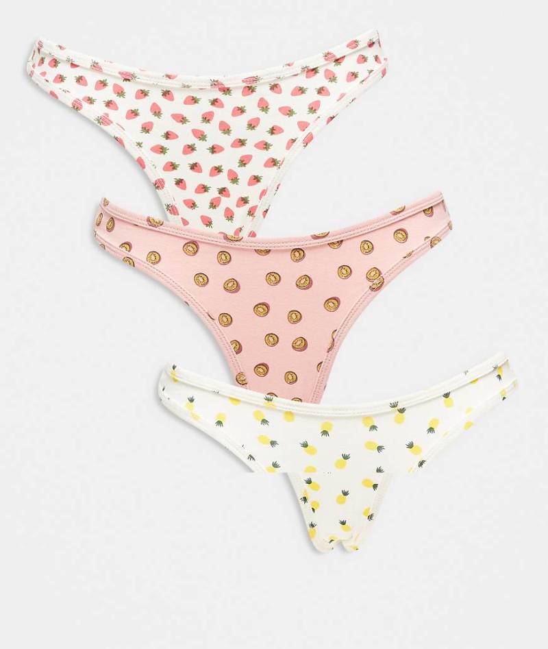 Daisy Street - 3er-Pack Slips mit mehrfarbigem Obstprint-Bunt von Daisy Street
