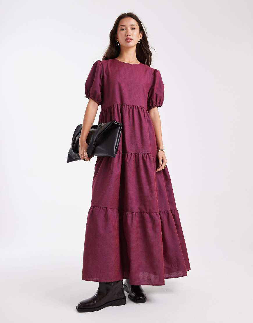 Daisy Street - Gestuftes Maxikleid mit rot-schwarzem Karomuster-Bunt von Daisy Street