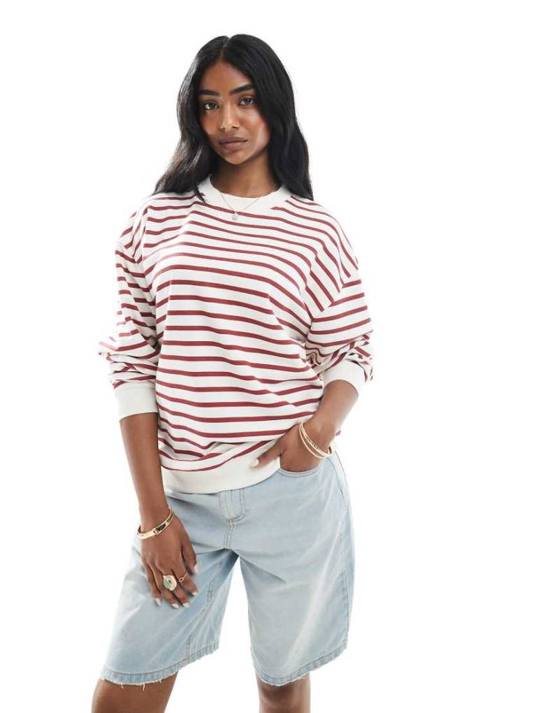 Daisy Street - Kastiges Sweatshirt in Rot gestreift von Daisy Street