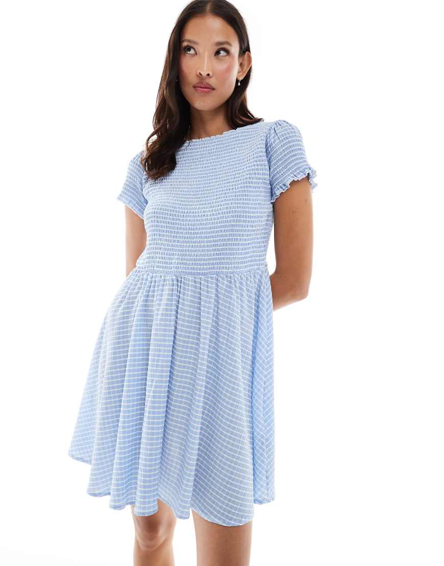 Daisy Street - Kurzes Hängerkleid in kariertem Blau-Bunt Daisy Street - Kurzes Hängerkleid in kariertem Blau-Bunt von Daisy Street