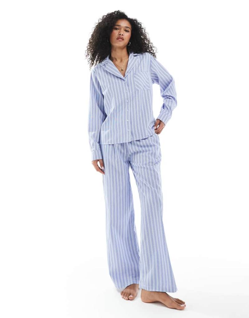 Daisy Street - Langärmliges Hemd und Hose in Grün/Blau gestreift-Bunt von Daisy Street