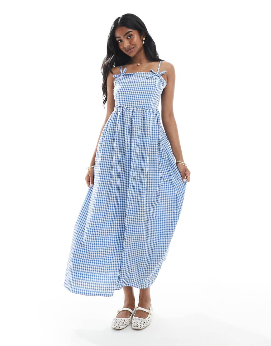 Daisy Street - Maxikleid mit Schleifendetail und blauem Karomuster Daisy Street - Maxikleid mit Schleifendetail und blauem Karomuster von Daisy Street